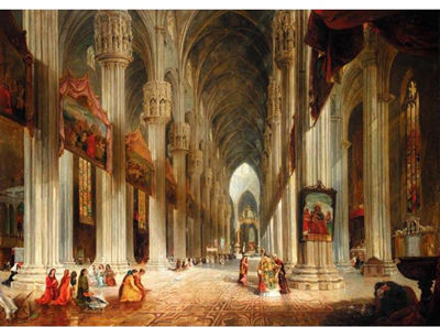 James Holland : A INTERIOR VIEW OF MILAN CATHEDRAL