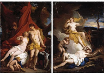 Louis Cheron : VENUS AND ADONIS;  DIANA AND ENDYMION (pair)