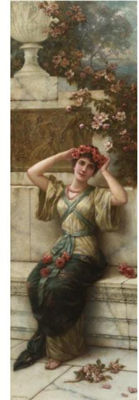 Emile Eisman-Semenowsky : CLASSICAL BEAUTY WITH CROWN OF FLOWERS