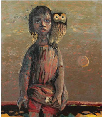 Colin Middleton : GIRL WITH AN OWL