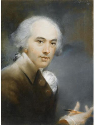 John Russell : SELF-PORTRAIT, A PENCIL IN HIS RIGHT HAND