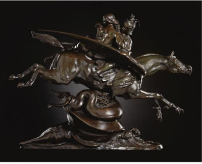 Antoine-Louis Barye : Angelica and Roger Mounted on the Hippogriff