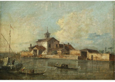 Giacomo Guardi : A VIEW OF THE VENETIAN LAGOON WITH THE ISLAND OF SAN JACOPO DI PALUDO