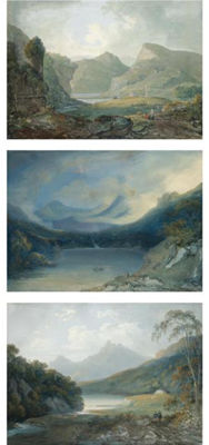 John Laporte : THREE VIEWS OF IRELAND: INCLUDING: GLENDALOUGH, COUNTY WICKLOW AND TWO VIEWS OF LAKE KILLARNEY, COUNTY KERRY