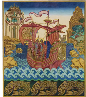 Ivan Iakovlevich Bilibin : THE SHIP: A SKETCH FOR A PANEL