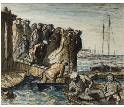 Edward Jeffrey Irving Ardizzone : FIGURES ON A PIER