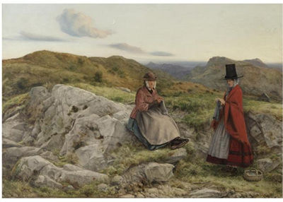 William Dyce : WELSH LANDSCAPE WITH TWO WOMEN KNITTING