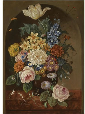 Franz Xaver Pieler : BLUMENSTILLLEBEN (STILL LIFE WITH FLOWERS)