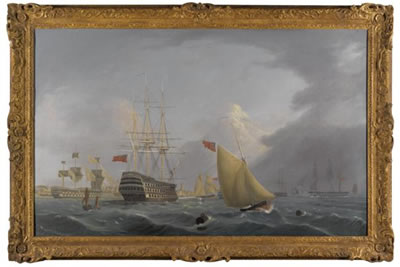 Robert Strickland Thomas : H.M.S. ROYAL GEORGE AND OTHER SHIPPING IN PORTSMOUTH HARBOUR