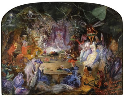 John Anster (Austen) Fitzgerald : SKETCH FOR THE FAIRY'S BANQUET (RECTO); GIVING ALMS (VERSO)