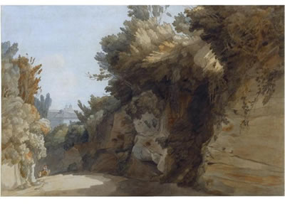 Francis Towne : A VIEW NEAR THE ARCO SCURO, LOOKING TOWARDS THE VILLA MEDICI, ROME