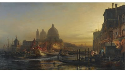 Alexei Petrovich Bogoliubov : THE EVE OF THE CELEBRATION, SANTA MARIA DELLA SALUTE, VENICE