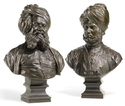 Sir Joseph Edgar Boehm : PORTRAIT BUSTS OF MUNSHI HAFIZ ABDUL KARIM AND MUHAMMAD BAKHSH SHAKH