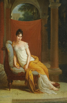 Alexandre Evariste Fragonard : PORTRAIT OF MADAME RECAMIER (1777-1849), SEATED IN A CLASSICAL INTERIOR