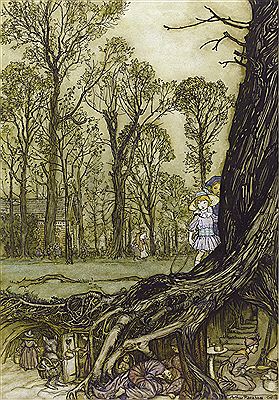 Arthur Rackham : 'FAIRIES ARE ALL MORE OR LESS IN HIDING UNTIL DARK'