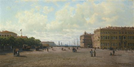 Petr Petrovich Vereschagin : VIEW OF PALACE SQUARE, ST PETERSBURG