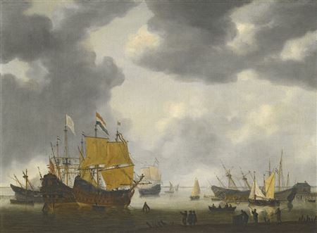 Reinier Nooms : DUTCH SHIPS AWAITING REPAIR ON THE IJ AT AMSTERDAM