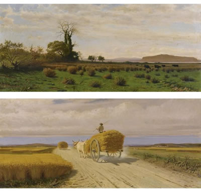 Federico Rossano : CAMPI FLEGREI, PAESAGGIO CON BUFALI; CAMPO DI GRANO (pair)