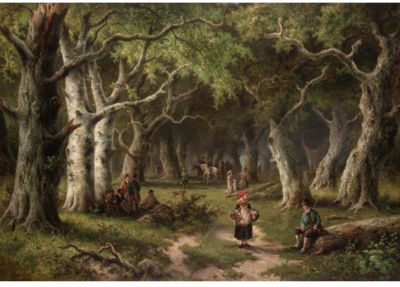 Hendrik Barend Koekkoek : ALONG THE WOODLAND PATH