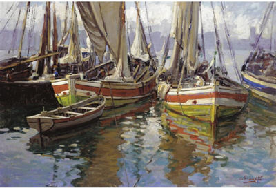 Gaetano Esposito : Harbour Scene