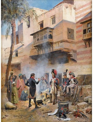 Maurice Henri Orange : CANTONNEMENT DE SOLDATS DE BONAPARTE EN EGYPTE