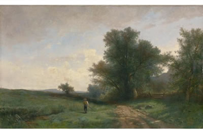 Gustave-Eugène Castan : LANDSCAPE WITH MOWER