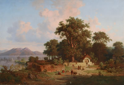 Ernst Von Raven : Evening at the Lago Maggiore