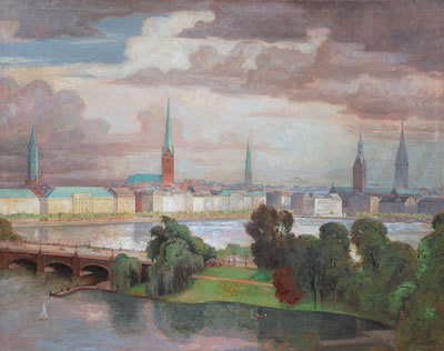 Otto Thamer : Panoramic View of Hamburg