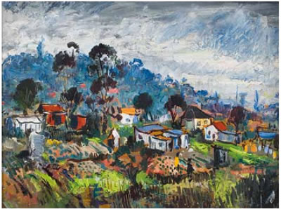 George Enslin : Houses beneath a Hill