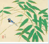 Bakusen Tsuchida : Little Bird by the Bamboo Leaves