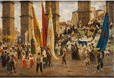 Miguel Pradilla : Procesión de la Virgen de la Fuencisla en Segovia