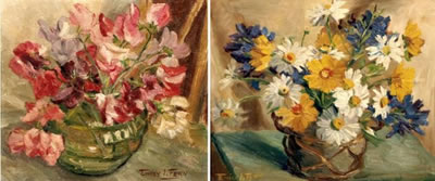 Emily Isabel Fern : STILL LIFE OF DAISIES; STILL LIFE OF SWEETPEAS, two in the lot