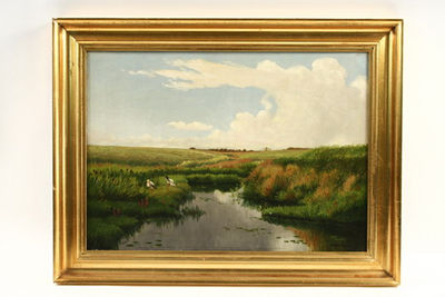 Alfred Larsen : SURA RIVER WITH STORKS