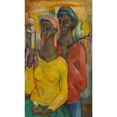 Frederick Douglas Jones Jr : 'Couple with Egg and Bird'