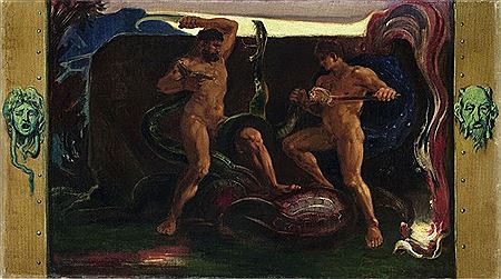 Friedrich Ernst Wolfrom : Herakles und Iolalos im Kampf mit der Hydra