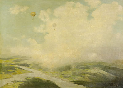 Carl Deiker : The Rhine as seen from a hot air balloon