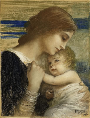 Friedrich August von Kaulbach : Mother and child.