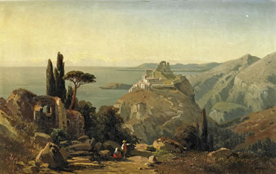 Friedrich Wilhelm Schreiner : Sicilian coastal landscape.