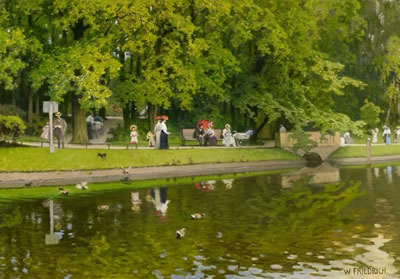 Waldemar (Woldemar) Friedrich : A Berlin Zoo in the Summer.