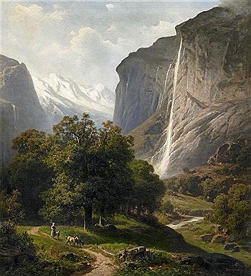 Joseph Bernardi : The Staubach in the Lauterbrunnenthal from the Bernese Oberland