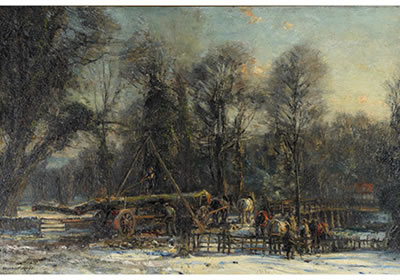 Herbert F Royle : GATHERING TIMBER ON A WINTER'S DAY