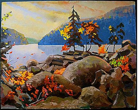 Otto Grebze : AUTUMN LAKE SCENE