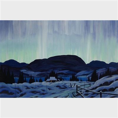 Graham Noble Norwell : NORTHERN LIGHTS (CHALET AT DUSK, WINTER)