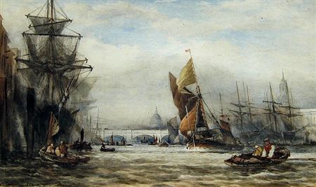 William James Callcott : The Thames at London Bridge