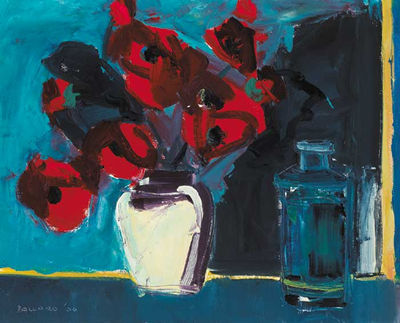 Brian Ballard : RED POPPIES AND BLUE BOTTLE