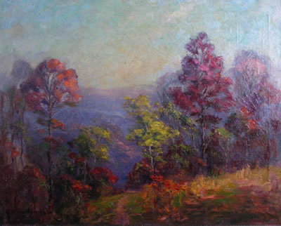 Olive Beem : Depicting a panoramic Brown County autumn landscape