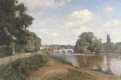 Carl Martin Soya-Jensen : The Thames at Richmond View of the Old Bridge from Cholmondeley Walk