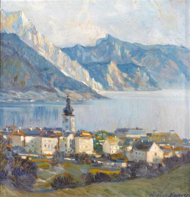 Josef Heiss-Dionysen : Alpine lakeside town