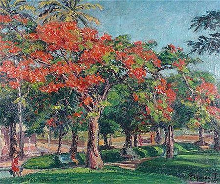 Paul Mascart : 'Place des cocotiers, Nouméa, Mars 1934'