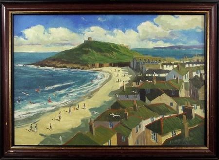 Richard Wood : 'The Island & Beach, St. Ives.'